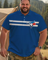 Blue Jays Lässiges kurzärmliges Poloshirt für Herren in Übergröße